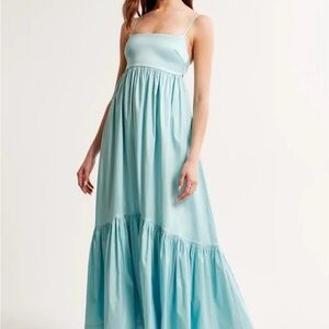 Abercrombie & Fitch Blue Tiered Taffeta Maxi Dress